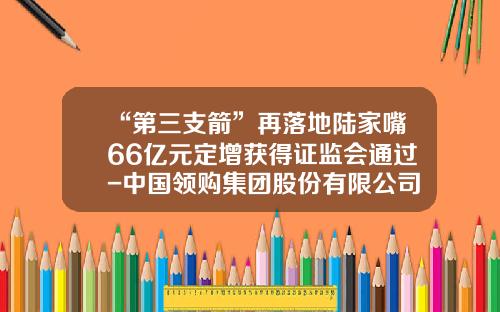 “第三支箭”再落地陆家嘴66亿元定增获得证监会通过-中国领购集团股份有限公司