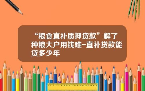 “粮食直补质押贷款”解了种粮大户用钱难-直补贷款能贷多少年