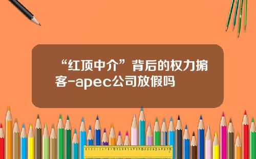 “红顶中介”背后的权力掮客-apec公司放假吗