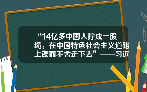 “14亿多中国人拧成一股绳，在中国特色社会主义道路上锲而不舍走下去”——习近平总书记考察河北承德纪实东方网力4700股派送后是多少【前列康】