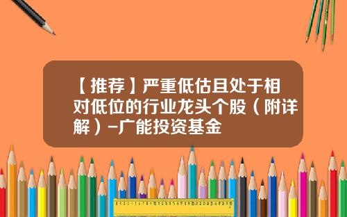 【推荐】严重低估且处于相对低位的行业龙头个股(附详解)-广能投资基金