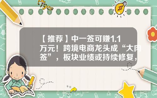 【推荐】中一签可赚1.1万元！跨境电商龙头成“大肉签”，板块业绩或持续修复，关注这一景气方向-上市公司垮境电商龙头公司