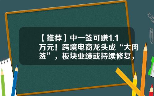 【推荐】中一签可赚1.1万元！跨境电商龙头成“大肉签”，板块业绩或持续修复，关注这一景气方向-跨境股票最新资讯报道
