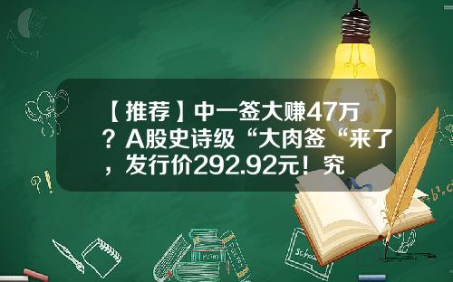 【推荐】中一签大赚47万?A股史诗级“大肉签“来了,发行价292.92元!究竟是何方“神签”?周二申购切勿错过#热点复盘#-新股申购一签是多少