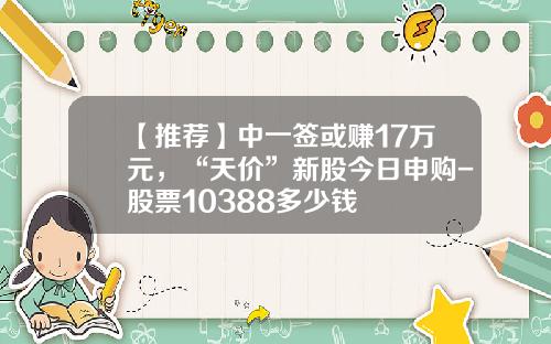 【推荐】中一签或赚17万元，“天价”新股今日申购-股票10388多少钱