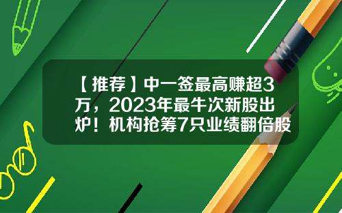 【推荐】中一签最高赚超3万，2023年最牛次新股出炉！机构抢筹7只业绩翻倍股-中一个签能赚多少
