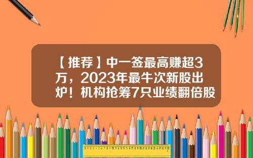 【推荐】中一签最高赚超3万，2023年最牛次新股出炉！机构抢筹7只业绩翻倍股-新股中签能赚多少钱