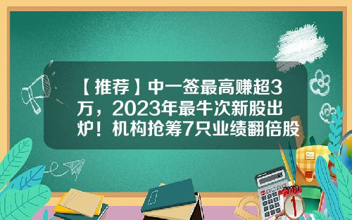 【推荐】中一签最高赚超3万，2023年最牛次新股出炉！机构抢筹7只业绩翻倍股-最全最及时的股票资讯