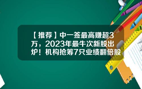 【推荐】中一签最高赚超3万，2023年最牛次新股出炉！机构抢筹7只业绩翻倍股-股票涨停能赚多少