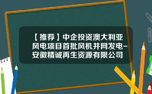 【推荐】中企投资澳大利亚风电项目首批风机并网发电-安徽精诚再生资源有限公司