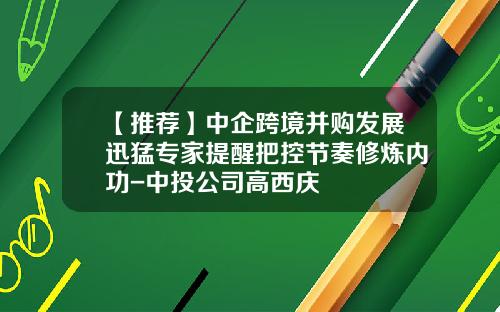 【推荐】中企跨境并购发展迅猛专家提醒把控节奏修炼内功-中投公司高西庆