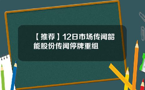 【推荐】12日市场传闻韶能股份传闻停牌重组
