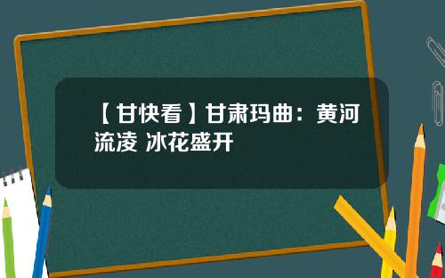 【甘快看】甘肃玛曲：黄河流凌 冰花盛开