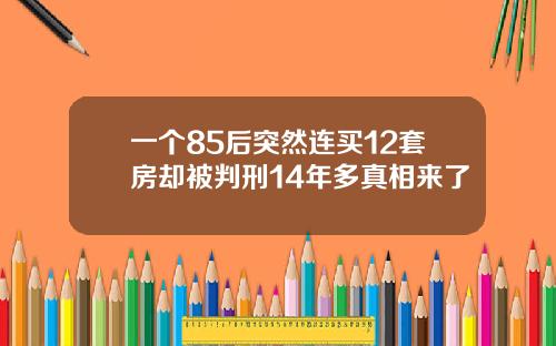 一个85后突然连买12套房却被判刑14年多真相来了