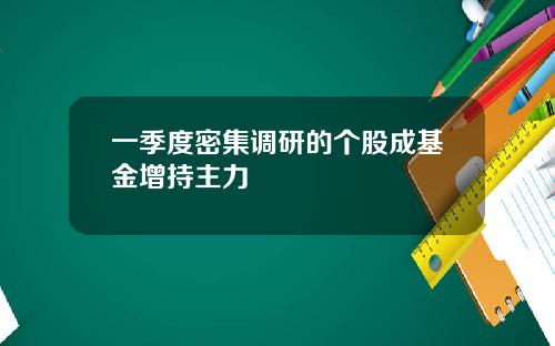 一季度密集调研的个股成基金增持主力