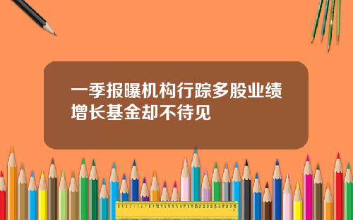 一季报曝机构行踪多股业绩增长基金却不待见