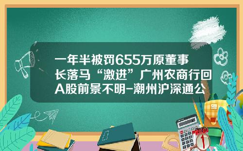 一年半被罚655万原董事长落马“激进”广州农商行回A股前景不明-潮州沪深通公司