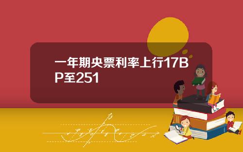 一年期央票利率上行17BP至251