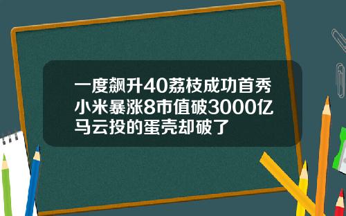 一度飙升40荔枝成功首秀小米暴涨8市值破3000亿马云投的蛋壳却破了