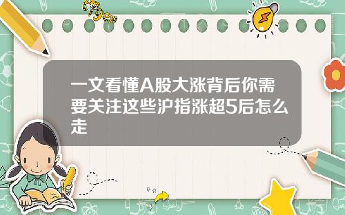 一文看懂A股大涨背后你需要关注这些沪指涨超5后怎么走