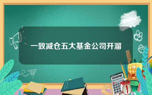 一致减仓五大基金公司开溜