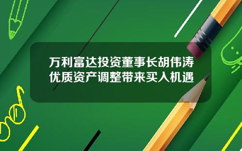 万利富达投资董事长胡伟涛优质资产调整带来买入机遇