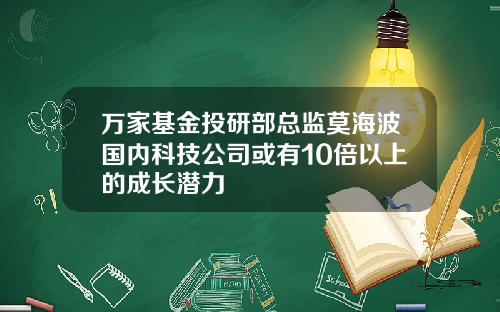 万家基金投研部总监莫海波国内科技公司或有10倍以上的成长潜力