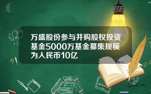 万盛股份参与并购股权投资基金5000万基金募集规模为人民币10亿