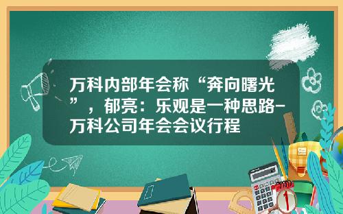 万科内部年会称“奔向曙光”，郁亮：乐观是一种思路-万科公司年会会议行程