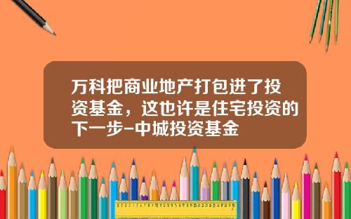 万科把商业地产打包进了投资基金，这也许是住宅投资的下一步-中城投资基金