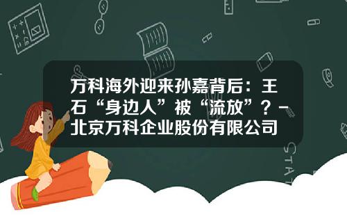 万科海外迎来孙嘉背后：王石“身边人”被“流放”？-北京万科企业股份有限公司