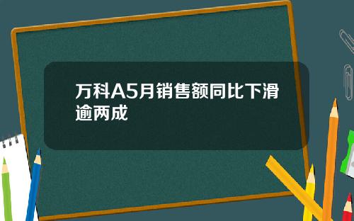 万科A5月销售额同比下滑逾两成