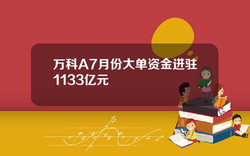 万科A7月份大单资金进驻1133亿元