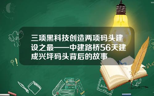三项黑科技创造两项码头建设之最——中建路桥56天建成兴坪码头背后的故事