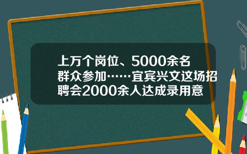 上万个岗位、5000余名群众参加……宜宾兴文这场招聘会2000余人达成录用意向