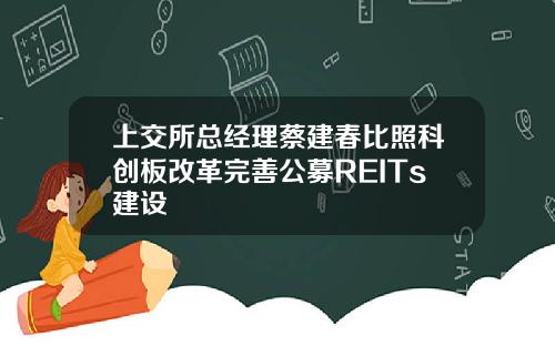 上交所总经理蔡建春比照科创板改革完善公募REITs建设