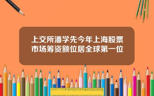 上交所潘学先今年上海股票市场筹资额位居全球第一位