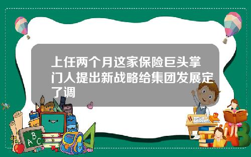 上任两个月这家保险巨头掌门人提出新战略给集团发展定了调