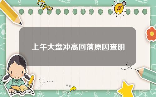 上午大盘冲高回落原因查明