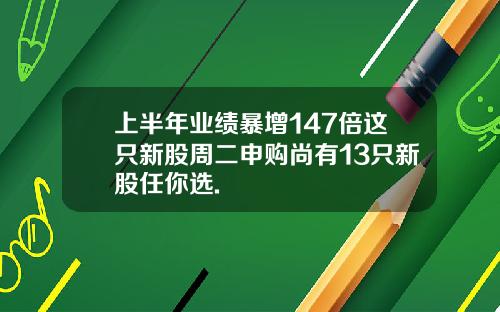 上半年业绩暴增147倍这只新股周二申购尚有13只新股任你选.
