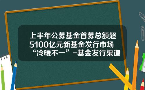 上半年公募基金首募总额超5100亿元新基金发行市场“冷暖不一”-基金发行渠道