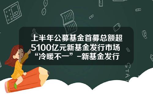 上半年公募基金首募总额超5100亿元新基金发行市场“冷暖不一”-新基金发行