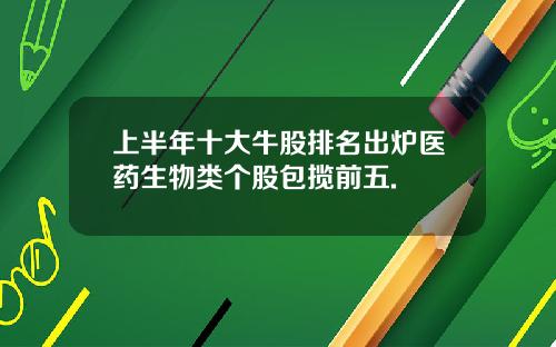 上半年十大牛股排名出炉医药生物类个股包揽前五.