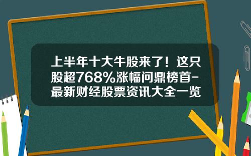 上半年十大牛股来了！这只股超768%涨幅问鼎榜首-最新财经股票资讯大全一览