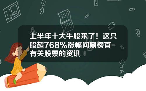 上半年十大牛股来了！这只股超768%涨幅问鼎榜首-有关股票的资讯