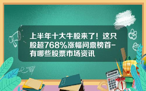 上半年十大牛股来了！这只股超768%涨幅问鼎榜首-有哪些股票市场资讯