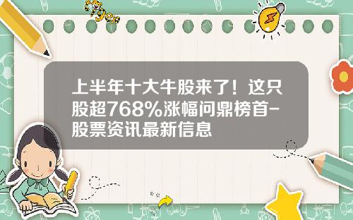 上半年十大牛股来了！这只股超768%涨幅问鼎榜首-股票资讯最新信息
