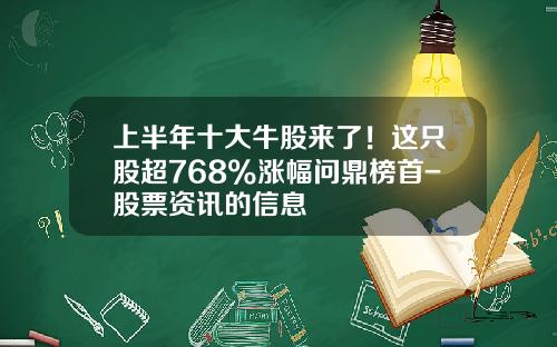 上半年十大牛股来了！这只股超768%涨幅问鼎榜首-股票资讯的信息