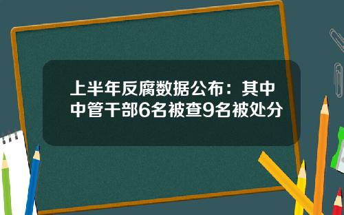 上半年反腐数据公布：其中中管干部6名被查9名被处分