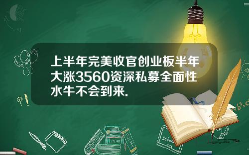 上半年完美收官创业板半年大涨3560资深私募全面性水牛不会到来.